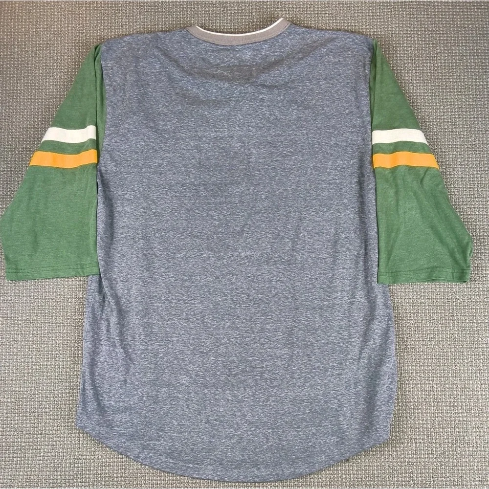 Mitchell & Ness Green Bay Packers Henley Shirt XL 3/4 Sleeve Raglan NFL Football